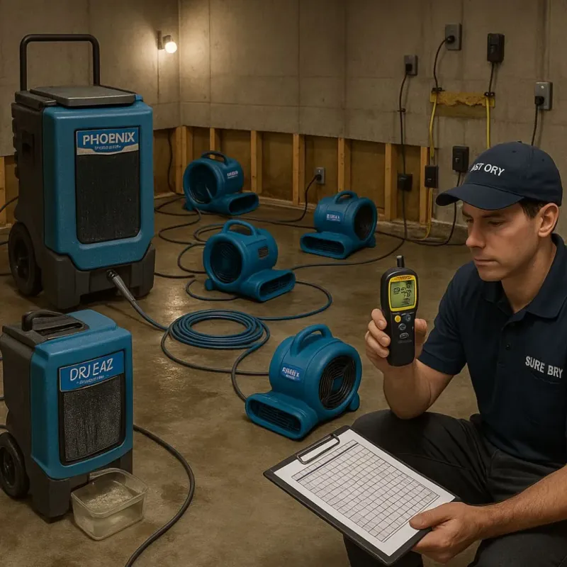 Structural Drying and Dehumidification process in Bel Air South, MD
